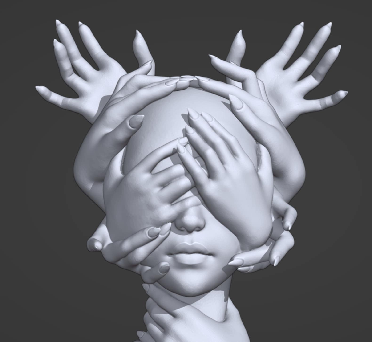 Hand head Closed Mouth