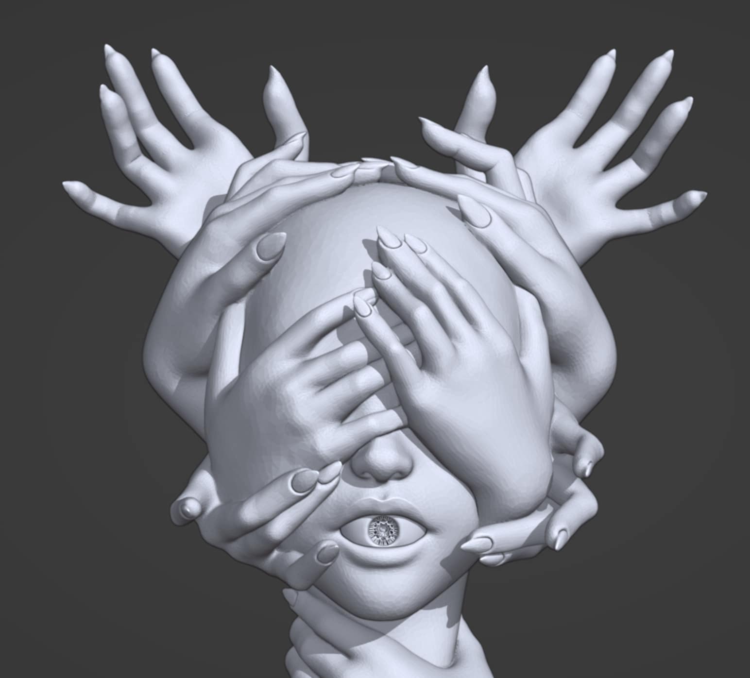 Hand head Open Mouth